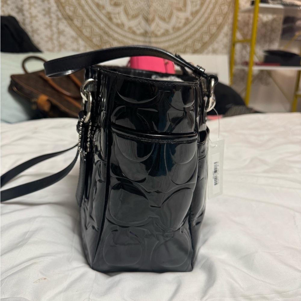 Coach Black Patent Leather Tote Bag - Picture 3 of 12